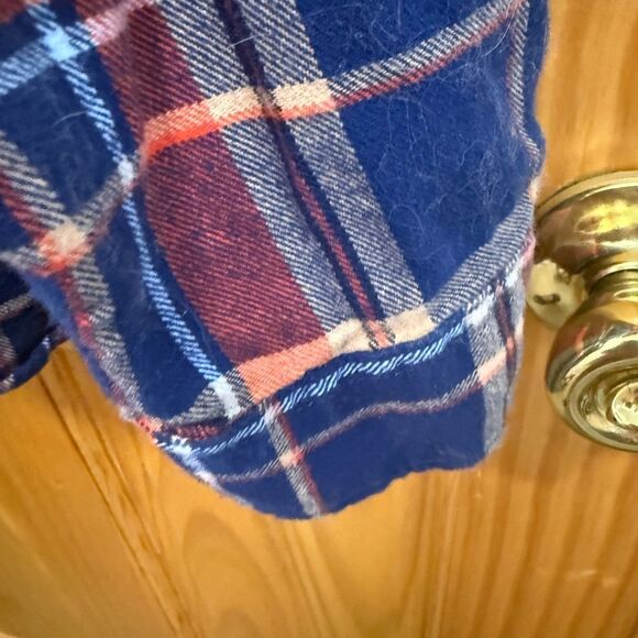 Gap untucked size 2XL orange and cobalt flannel shirt - Picture 2 of 9